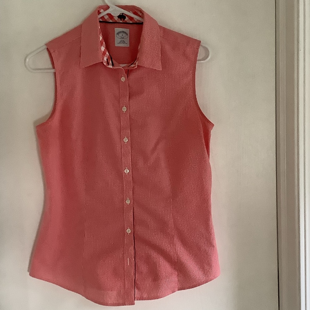 Brooks Brothers Pink Sleeveless Button-Down Shirt